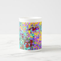Vibrant Abstract Art Mug – Turquoise Yellow Magent