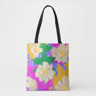 'Vibrant Abstract Floral' Farbige Schultertasche