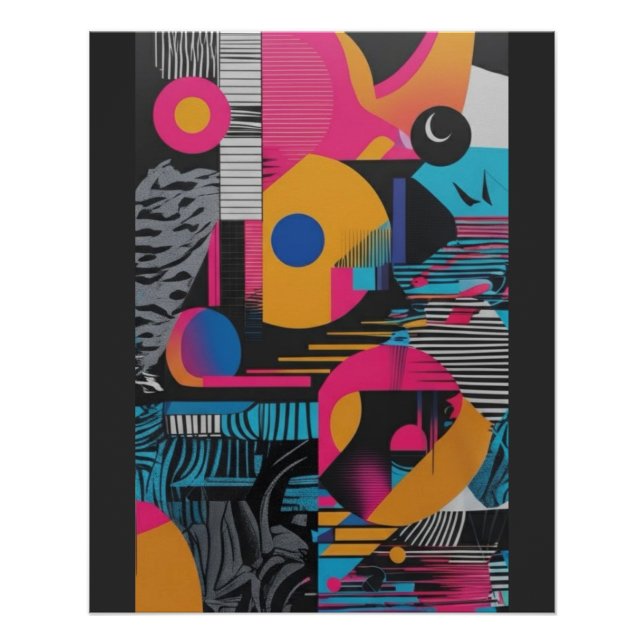 Vibrant Abstract Geometry Glitch Pop Chaos Design  Poster (Vorderseite)