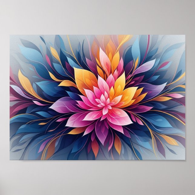 Vibrant Abstract Lotus Flower Burst with Colorful  Poster (Vorne)