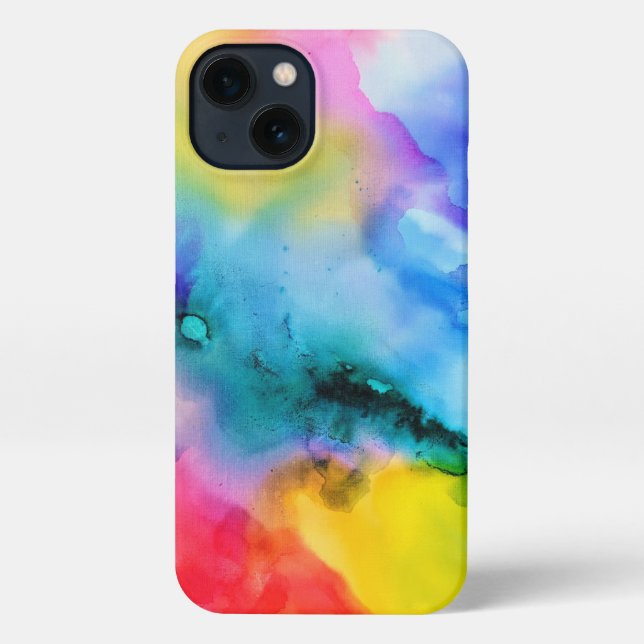 Vibrant Abstract Multicolor Watercolor Phone Case iPhone Hülle (Rückseite)