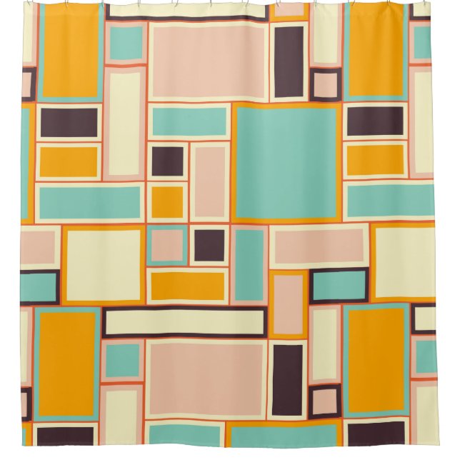 Vibrant abstract pattern with rectangles duschvorhang (Vorderseite)