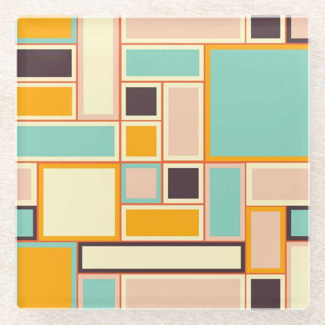 Vibrant abstract pattern with rectangles glasuntersetzer (Vorderseite)