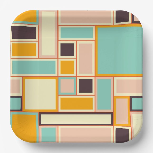 Vibrant abstract pattern with rectangles pappteller (Vorderseite)