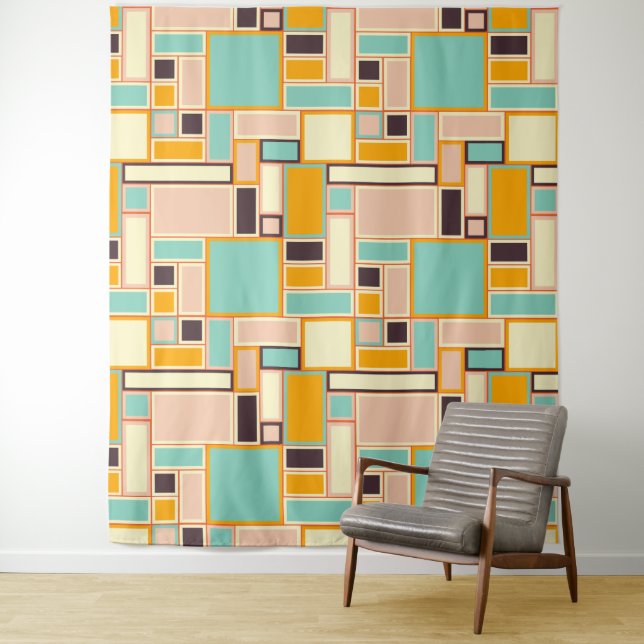Vibrant abstract pattern with rectangles wandteppich (Beispiel)