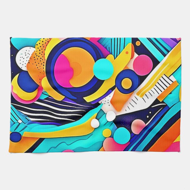 Vibrant Abstract Pop Art Geschirrtuch (Horizontal)