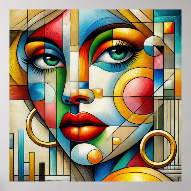 Vibrant Abstract Portrait women  Poster (Vorne)