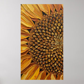 Vibrant Abstract Sunflower Impasto Poster