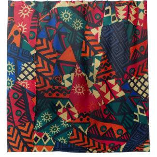 Vibrant African Geometric Tribal Abstract Pattern Duschvorhang