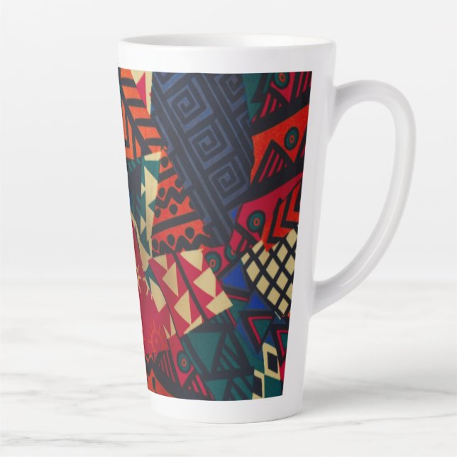 Vibrant African Geometric Tribal Abstract Pattern  Milchtasse (Rechts)