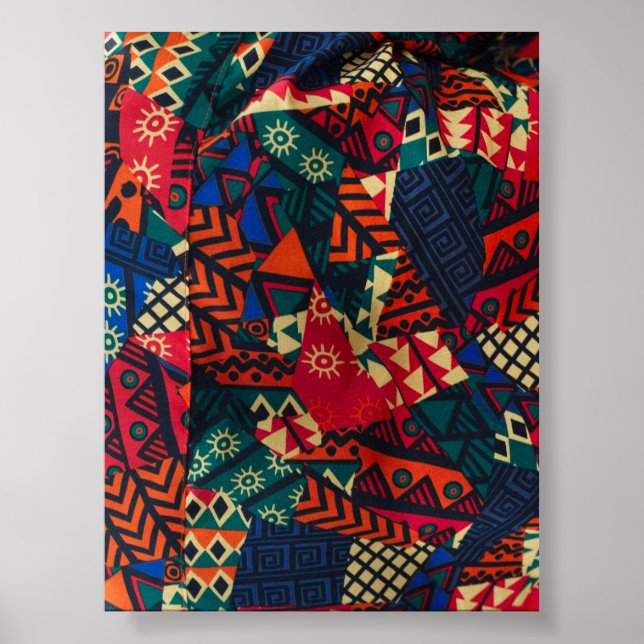 Vibrant African Geometric Tribal Abstract Pattern  Poster (Vorne)