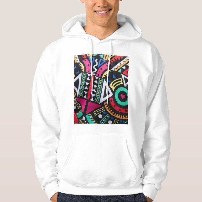 Vibrant Afro-Centric Geometric Pattern – Bold Trib Hoodie (Vorderseite)