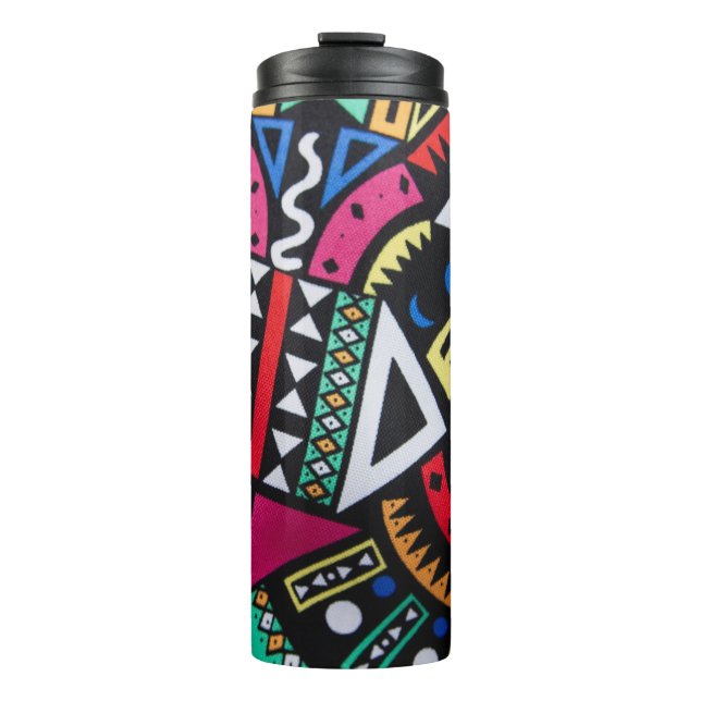Vibrant Afro-Centric Geometric Pattern – Bold Trib Thermosbecher (Vorderseite)