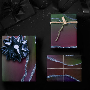 Vibrant Agate   Rich Pink und grüner Jewel Tone Geschenkpapier Set