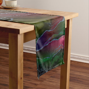 Vibrant Agate   Rich Pink und grüner Jewel Tone Kurzer Tischläufer