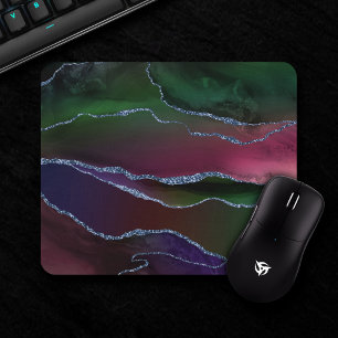 Vibrant Agate   Rich Pink und grüner Jewel Tone Mousepad