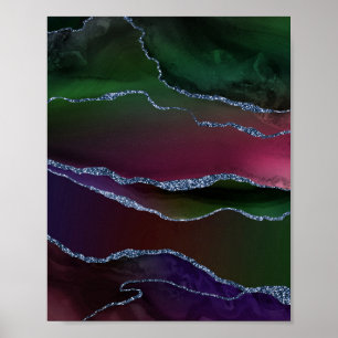 Vibrant Agate Rich Pink und grüner Jewel Tone Poster