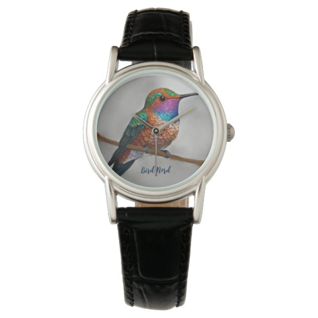 Vibrant Allen’s Hummingbird Painting Armbanduhr (Vorderseite)