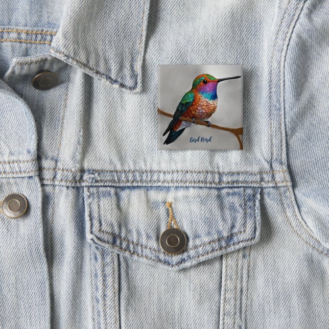Vibrant Allen’s Hummingbird Painting Button (Beispiel)