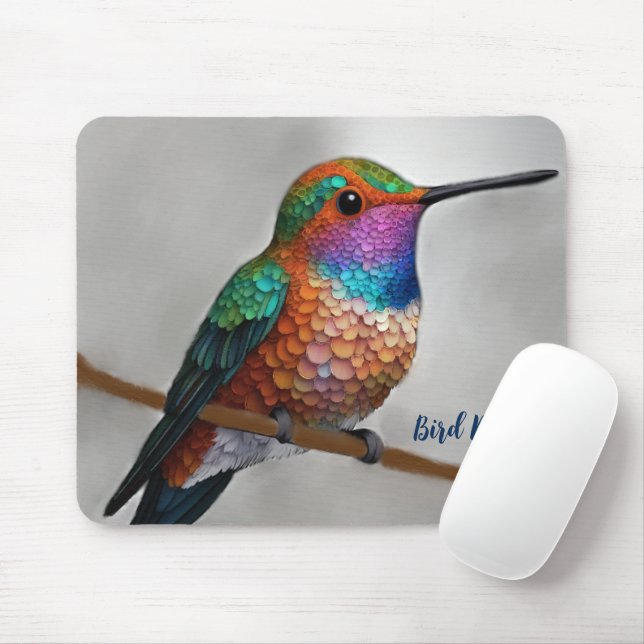 Vibrant Allen’s Hummingbird Painting Mousepad (Mit Mouse)