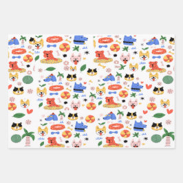 Vibrant Animal Pattern Designs  Geschenkpapier Set