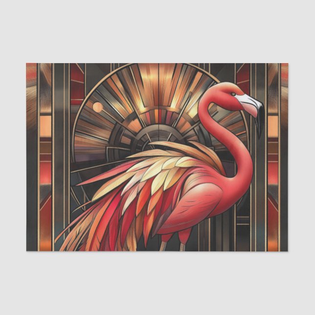 Vibrant Art Deco Flamingo Illustration Seidenpapier (Vorderseite)