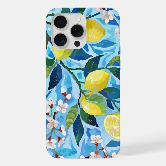 Vibrant art of blue lemon flowers iPhone hülle (Rückseite)