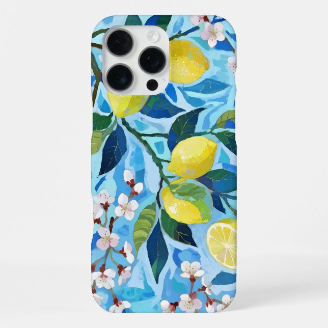 Vibrant art of blue lemon flowers iPhone hülle (Rückseite)