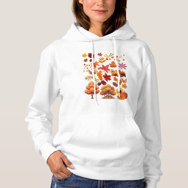 Vibrant Autumn Fall Leaves Clipart Set Hoodie (Vorderseite)