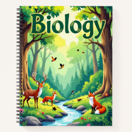 Vibrant Biology Forest Animals Notebook - Personal Notizbuch