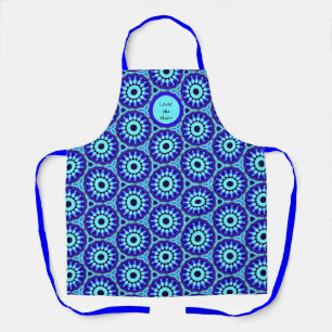 Vibrant Blau Geometrisches Allround-Print-Muster Schürze