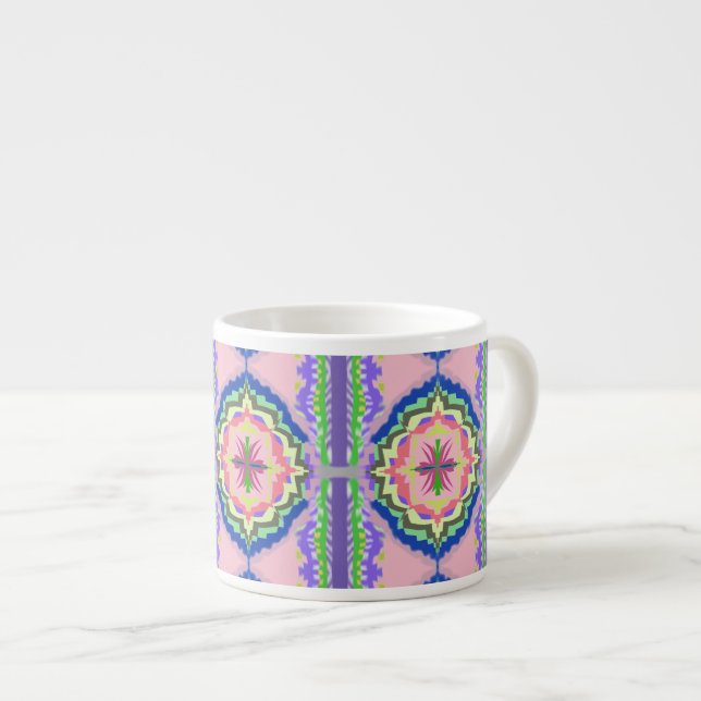 Vibrant Bloom Kaleidoscope: Pink & Emerald Mandala Espressotasse (Vorderseite Rechts)