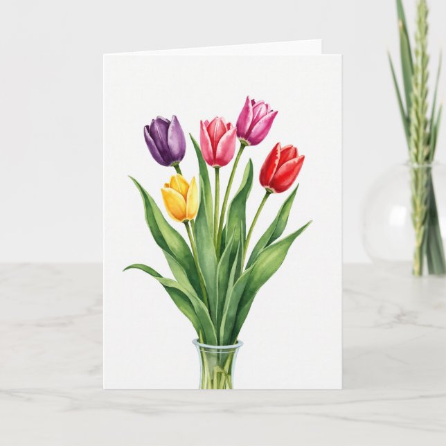 Vibrant Blossom Bouquet Card Karte (Vorderseite)