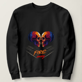 Vibrant Blue and Orange Twin Skulls Graphic Sweatshirt