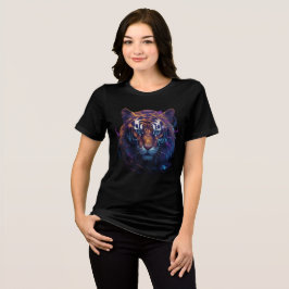 Vibrant Blue-Eyed Tiger in Abstract Colors Tri-Blend Shirt