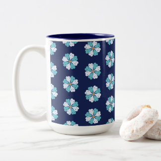 Vibrant Blue Floral Motif Zweifarbige Tasse