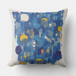 Vibrant Blue Gold Abstract Geometric Drip Kissen