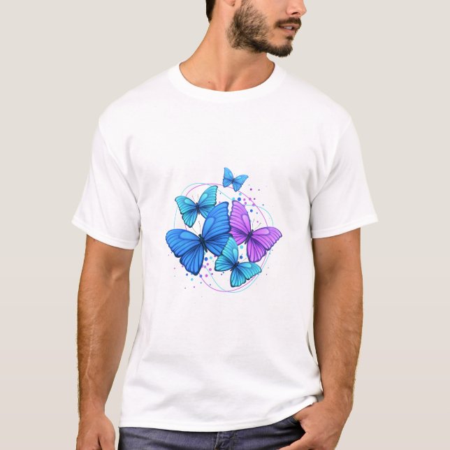 Vibrant Blue & Purple Butterfly Artwork – Aestheti T-Shirt (Vorderseite)