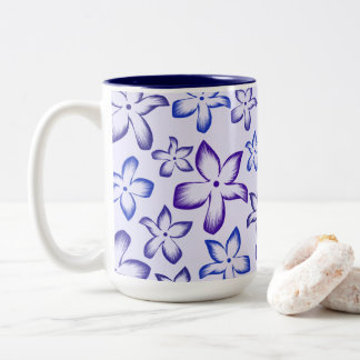 Vibrant Blue Purple Gradient Flower Zweifarbige Tasse