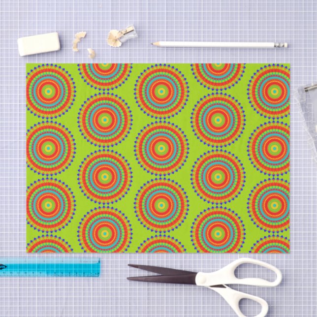 Vibrant Boho Concentric Mandala Pattern Seidenpapier (Handwerk)