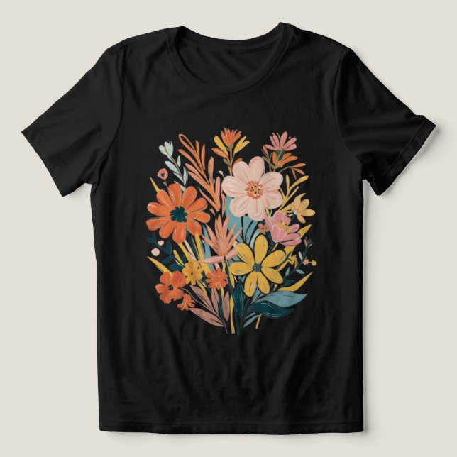 Vibrant Boho Floral Bouquet Tri-Blend Shirt (Design Vorderseite)