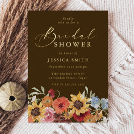 Vibrant Bold Floral Boho Bridal Shower Gold Folieneinladung