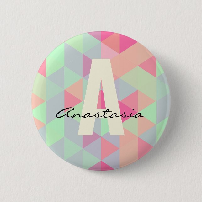 Vibrant Bright Color Monogram and Name Button (Vorderseite)