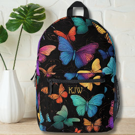 Vibrant Butterflies Monogram Bedruckter Rucksack