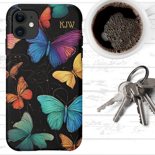 Vibrant Butterflies Monogram Case-Mate iPhone Hülle (Von Creator hochgeladen)