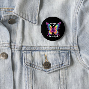 Vibrant 'Change is Beautiful' Butterfly Button