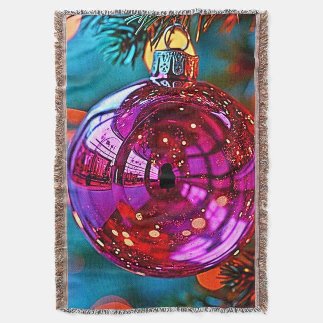 Vibrant Christmas Ornament Sparkle Design Decke (Vorderseite Vertikal)