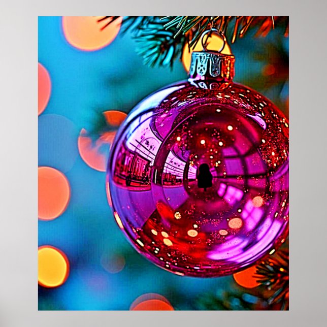 Vibrant Christmas Ornament Sparkle Design Poster (Vorne)