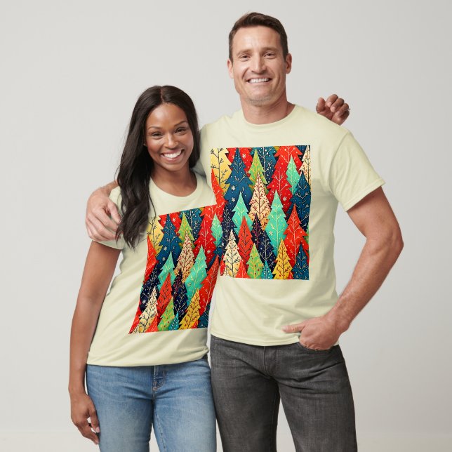 Vibrant Christmas Tree Pattern Art T-Shirt (Unisex)