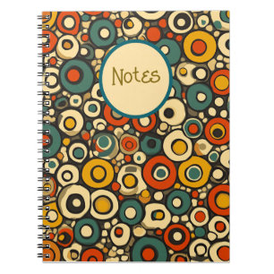 Vibrant Circles Notizbuch – Kräftige Retro-Farben Notizblock